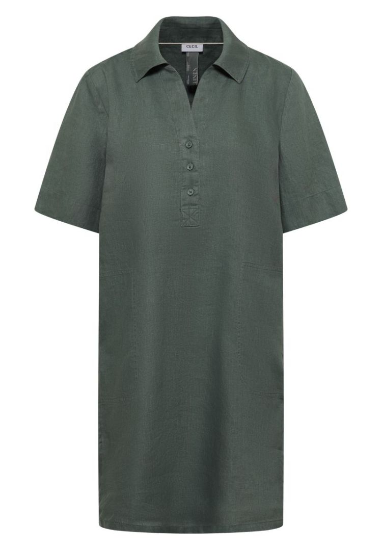 Linnen knielange jurk 17325 just khak