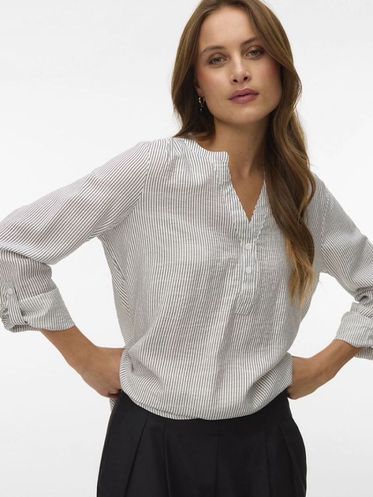 VMKAJA LS V-NECK FOLD-UP TOP W 175598002 Snow