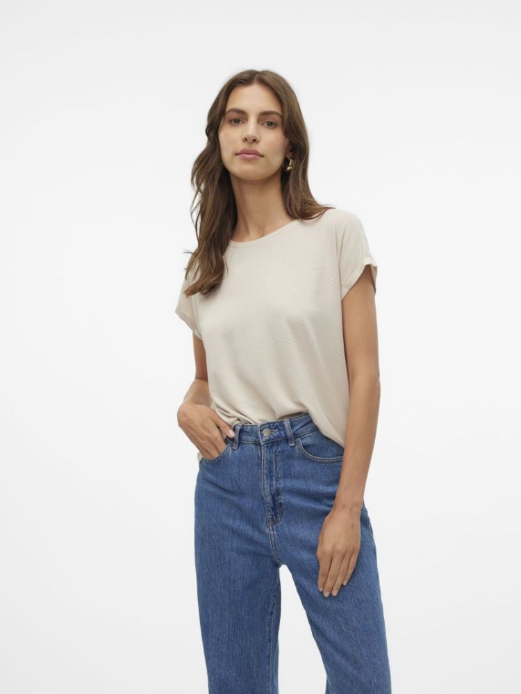 VMLAVA GLITTER SS TOP STRIPE L 175626003 Oatme