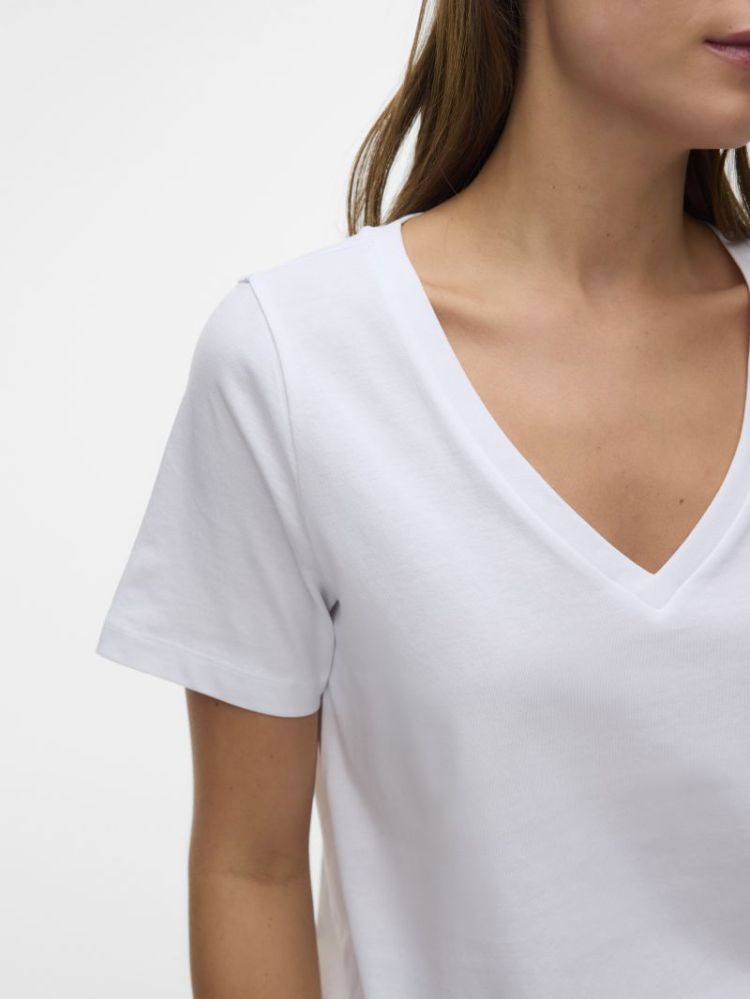 VMPAULINA SS V-NECK T-SHIRT JR 175683 Bright W