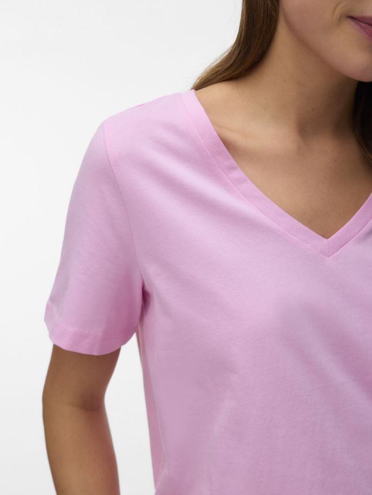 VMPAULINA SS V-NECK T-SHIRT JR 290741 Bonbon