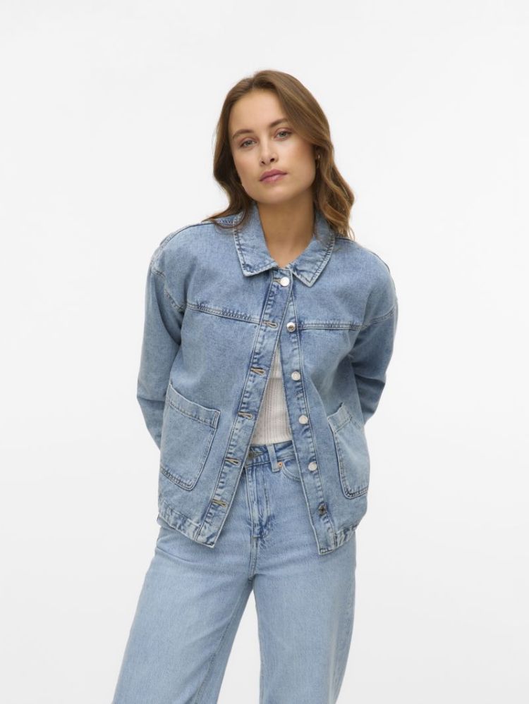 VMJAMIE LS DENIM SHACKET MIX G 178000 Light Bl
