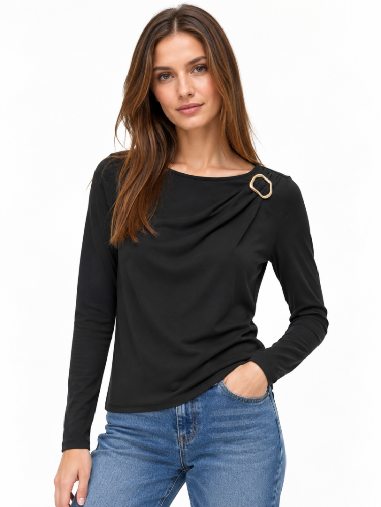 VMBRIELLE LS BOATNECK TOP JRS 177868 Black
