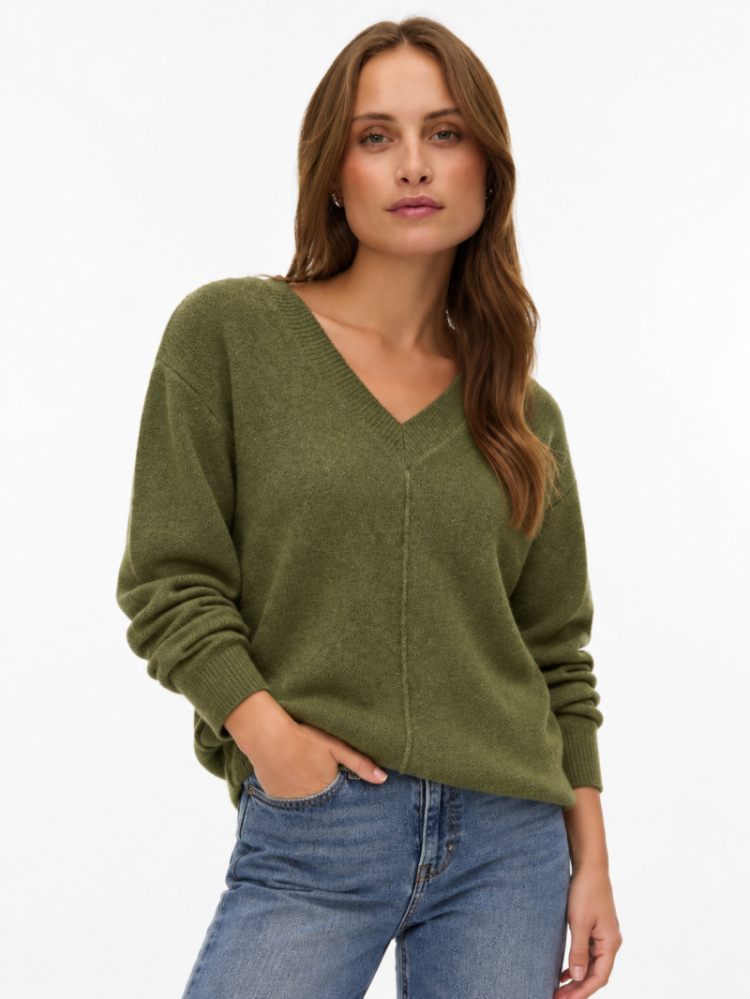 VMBESTI LS V-NECK LONG PULLOVE 306803001 Sphag